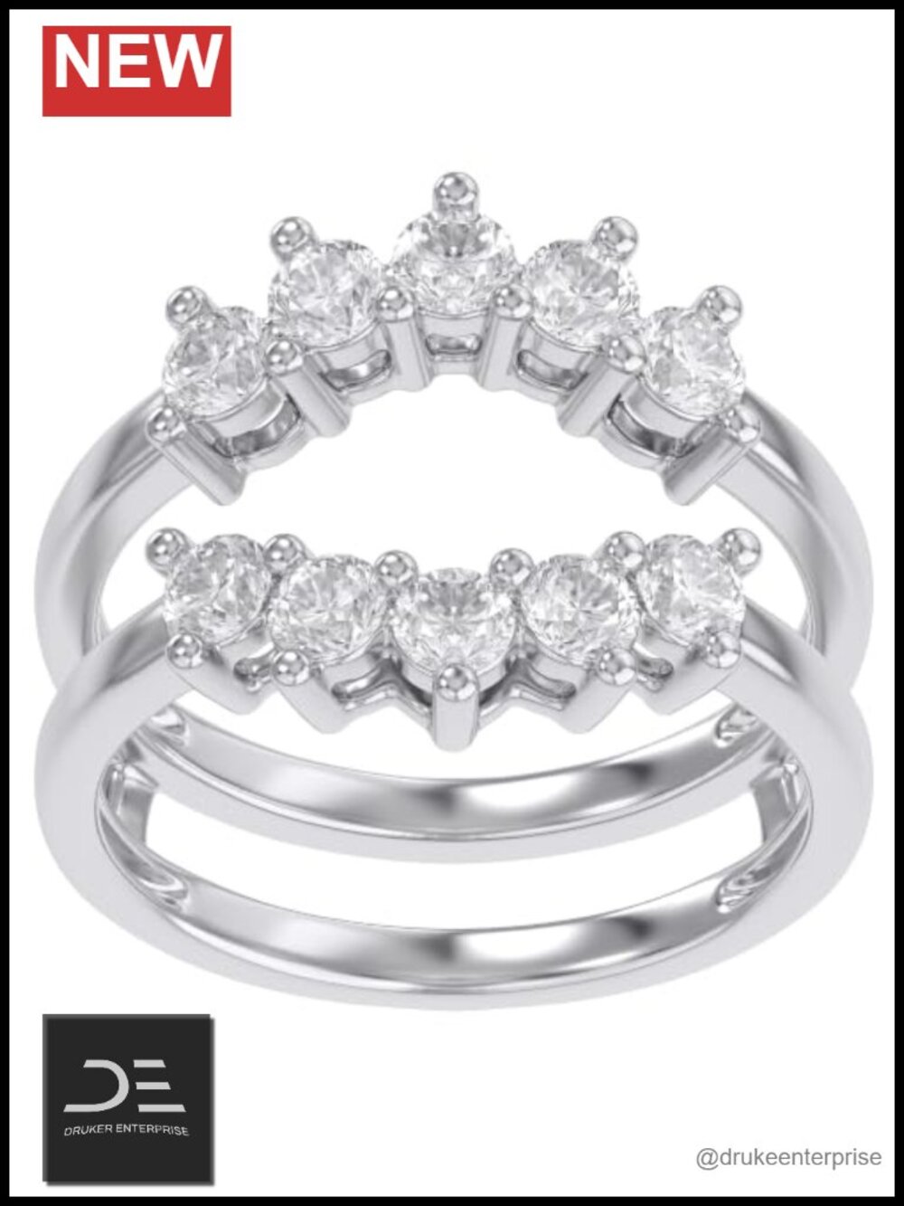 1 Carat Moissanite Ring Enhancer 14K White Gold Over Sterling Silver